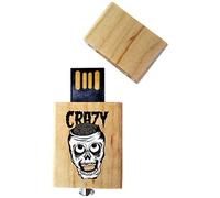 My Custom Style PenDriveUSB legno4,5x2,5x0,8cm#Halloween-Teschio crazy#16Gb