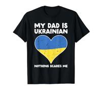 My Dad Is Ukrainian Nothing Scares Me - Design a Forma di Cuore ucraino Maglietta con Stampa Grafica Economica, Uomo, Nero, XL