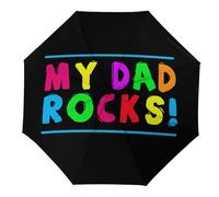 My Dad Rocks 3 Fold Ombrello Da Viaggio Per UV Pioggia Antivento Ombrelli Pieghevole Portatile Divertente Automatico, Stile 8, Automatic