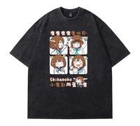 My Deer Friend Nokotan Noko Shikanoko Maglietta Lavata Girocollo Manica Corta Cotone Tee Uomo Donna Streetwear Top, Nero , XXL