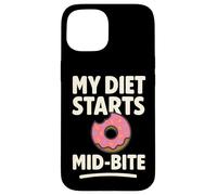 My Diet Starts Mid-Bite Citazione divertente ciambella Custodia per iPhone 15