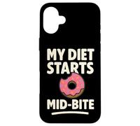 My Diet Starts Mid-Bite Citazione divertente ciambella Custodia per iPhone 16 Plus
