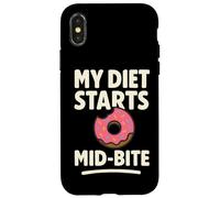 My Diet Starts Mid-Bite Citazione divertente ciambella Custodia per iPhone X/XS