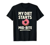My Diet Starts Mid-Bite Citazione Divertente Ciambella Maglietta