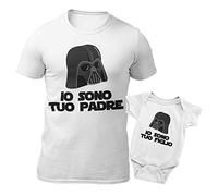 My Digital Print T-Shirt Maglietta Body Papà Figlio, Star Wars, Io sono tuo padre, Idea regalo per la festa del Papà (Bianco + Bianco, L + 18/24 Mesi)
