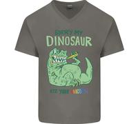 My Dinosauro ATE Il Unicorn T- Rex Divertente Uomo Scollo A V Cotone T-Shirt