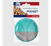 My Doct Portapastiglie Tascabile Rotondo con Sportello a Scomparsa, Porta Blister per Medicinali, Compatto e Pratico, Colori Assortiti Arancione e Blu