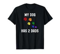 My Dog Has 2 Dads Gay Pride LGBT LGBTQ Cane Papà Arcobaleno Maglietta