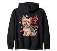 My Dog Is Therapy Yorkshire Terrier Amante Felpa con Cappuccio