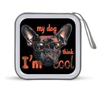 My Dog Thinks Im Cool Pet Parent Dog Lover divertente porta CD DVD custodia protettiva in plastica rigida con cordino portatile portafoglio organizer per casa auto 40 CD, Stile:, Taglia unica