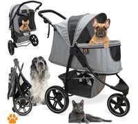 MY DUQUE COOPER - Passeggino per cani e animali domestici fino a 32 kg con cestino portaoggetti per la spesa, facile da ripiegare, regolabile in 3 posizioni in altezza, colore: grigio