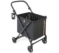 MY DUQUE MAX Shopping Caddy: carrello per la spesa personale, carrello pieghevole con 4 ruote, freno a pedale, portabevande e design moderno, capacità di carico fino a 25 kg