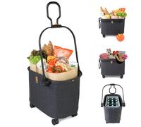 MY DUQUE Milo: carrello moderno fino a 15 kg, facile da piegare, manico flessibile e doppio, cesto della spesa XL flessibile per trasportare e trascinare