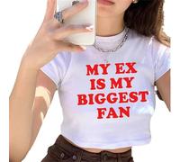 My Ex is My Biggest Fan Crop T-Shirt Donne Y2K Top Tagliati E-Girls Teen Girocollo Manica Corta Slim Fit Tshirt Streetwear