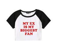 My Ex is My Biggest Fan Crop T-Shirt Donne Y2K Top Tagliati E-Girls Teen Girocollo Manica Corta Slim Fit Tshirt Streetwear