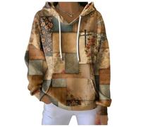 My Faith World Clothing - Felpa con cappuccio da donna, stile cristiano, retrò, a contrasto, a contrasto, con croce, stile casual, a righe quadrate, D, M