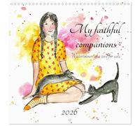 My faithful Companions - Watercolours of a love for cats (Wall Calendar 2026 12" x 24" / 30 x 60 cm (aperto) Calvendo 12 Month Wall Calendar
