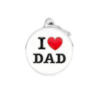 My Family Medaglietta per Cane Made in Italy. Cerchio Grande "I Love Dad". Targhetta Cane. Smaltata a Mano in Metallo. Collezione Charms
