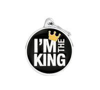 My Family Medaglietta per Cane Made in Italy. Cerchio Grande "I'm The King". Targhetta Cane. Smaltata a Mano in Metallo. Collezione Charms