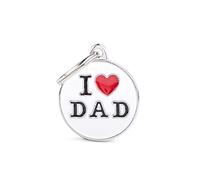 My Family Medaglietta per Cane Made in Italy. Cerchio Medio "I Love Dad". Targhetta Cane. Smaltata a Mano in Metallo. Collezione Charms