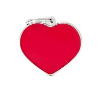 My Family Medaglietta per Cane Made in Italy, Cuore Grande Rosso, Targhetta Cane, Smaltata a Mano in Metallo, Collezione Basic Handmade, 37x36 mm