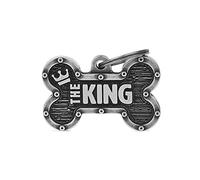 My Family Medaglietta per Cane Made in Italy, The King, Targhetta Cane, Argento Antico, Collezione Bronx, 38x24 mm