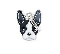 My Family Medaglietta per Cane Personalizzata, A Forma di Boston Terrier, Targhetta Cane con Incisione Gratis, Smaltata a Mano in Metallo, Collezione Friends