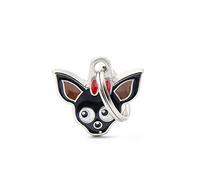 My Family Medaglietta per Cane Personalizzata, A Forma di Chihuahua Nero, Targhetta Cane con Incisione Gratis, Smaltata a Mano in Metallo, Collezione Friends