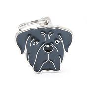 My Family Medaglietta per Cane Personalizzata, A Forma di Corso Grigio, Targhetta Cane con Incisione Gratis, Smaltata a Mano in Metallo, Collezione Friends