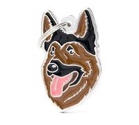 My Family Medaglietta per Cane Personalizzata, A Forma di Pastore Tedesco, Targhetta Cane con Incisione Gratis, Smaltata a Mano in Metallo, Collezione Friends