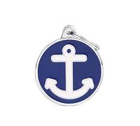My Family Medaglietta per Cane Personalizzata Made in Italy, Cerchio Grande Ancora, Targhetta Cane con Incisione Gratis, Smaltata a Mano in Metallo, Collezione Charms