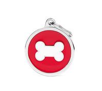 My Family Medaglietta per Cane Personalizzata Made in Italy, Cerchio Grande Rosso, Targhetta Cane con Incisione Gratis, Smaltata a Mano in Metallo, Collezione Charms