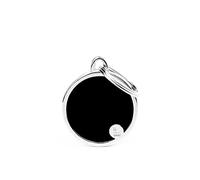 My Family Medaglietta per Cane Personalizzata Made in Italy, Cerchio Nero, Targhetta Cane con Incisione Gratis, Smaltata a Mano in Metallo, Collezione Basic Handmade, 26x31 mm