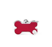 My Family Medaglietta personalizzata per cani, Made in Italy, Osso Rosso Piccolo, Targhetta per Cane Inciso Gratuita, Metallo Smaltato A Mano Collezione Basic Handmade