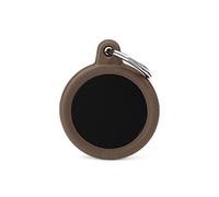 My Family Targhetta identificativa per cane Made in Italy, cerchio nero e marrone, collezione Hushtag