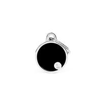 My Family Targhetta identificativa per cane Made in Italy, cerchio nero piccolo, collezione Basic Handmade