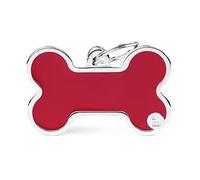 My Family Targhetta identificativa per cane Made in Italy, osso XL rosso, collezione Basic Handmade