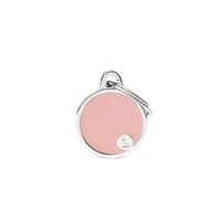 My Family Targhetta identificativa per cane Made in Italy, piccolo cerchio rosa, collezione Basic Handmade