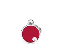 My Family Targhetta identificativa personalizzata per cani Made in Italy, cerchio rosso piccolo, targhetta per cani incisa gratuitamente, metallo smaltato a mano, collezione Basic Handmade