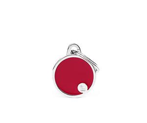 My Family Targhetta identificativa personalizzata per cani Made in Italy, cerchio rosso piccolo, targhetta per cani incisa gratuitamente, metallo smaltato a mano, collezione Basic Handmade