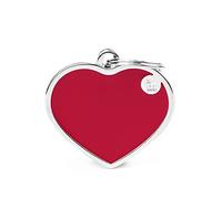 My Family Targhetta identificativa personalizzata per cani Made in Italy, con grande cuore rosso, con incisa gratuita, smaltata a mano, collezione Basic Handmade