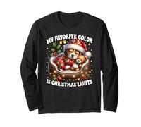 My Favorite Color Is Christmas Lights Cute Winter Beagle Maglia a Manica