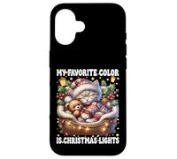 My Favorite Color Is Christmas Lights Cute Xmas Winter Cat Custodia per iPhone 16