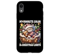 My Favorite Color Is Christmas Lights Cute Xmas Winter Cat Custodia per iPhone XR