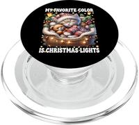 My Favorite Color Is Christmas Lights Cute Xmas Winter Cat PopSockets PopGrip per MagSafe