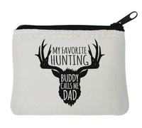 My Favorite Hunting Buddy Calls Me Dad Minimalista Deer Graphic Neoprene Portamonete 10x11cm Bianco, bianco, Taglia unica