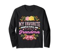 My Favorite People Call Me Grandma Funny Floral Festa della Mamma Maglia a Manica