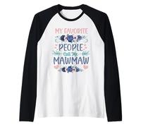 My Favorite People Call Me Mawmaw Cute Floral Festa della Mamma Maglia con Maniche Raglan