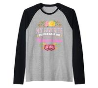 My Favorite People Call Me Mawmaw Funny Floral Festa della mamma Maglia con Maniche Raglan
