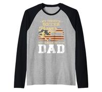 My Favorite Soccer Player Calls Me Dad Bandiera USA Fathers Day Maglia con Maniche Raglan